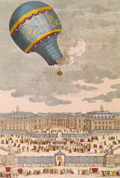 Das Ballonexperiment im Schloss Versailles, 19. September 1783 von French School